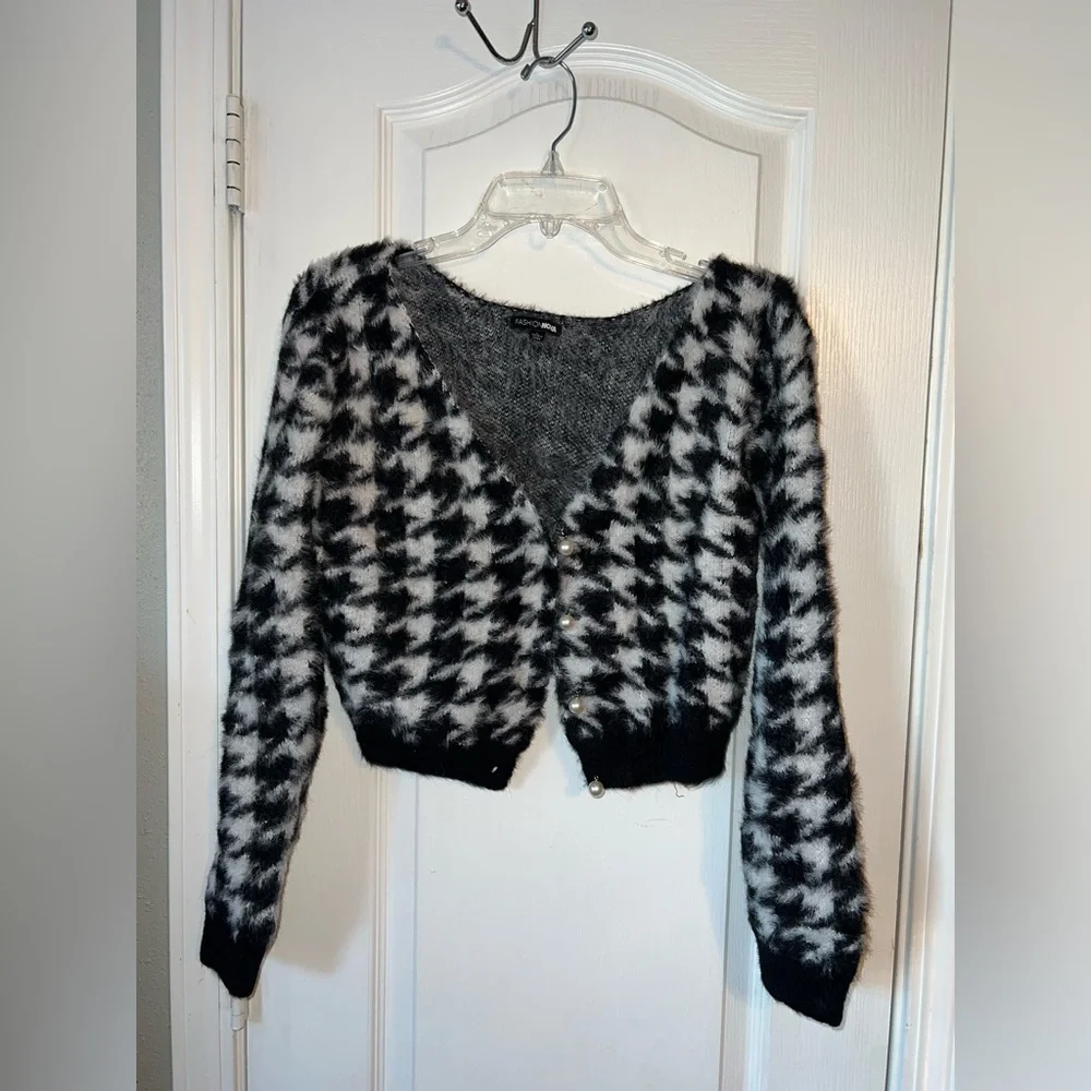 Fashion Nova Oh You Hound Houndstooth Knit Two Piece Skirt Set Size L - Picture 5 of 12